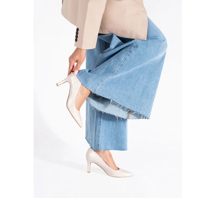 Originální hnědé  lodičky dámské na jehlovém podpatku