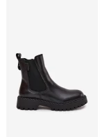 Kožené dámské botky s zipem Big Star OO274109 černé Kožené dámské botky s zipem Big Star OO274109 černé