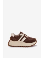 Semišové tenisky na masivní platformě D&A GR61-5986 Čokoládové