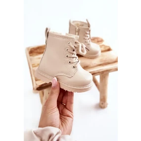 Dětské Kožené Kozačky Se Zipem Béžove model 19976699 - Kesi