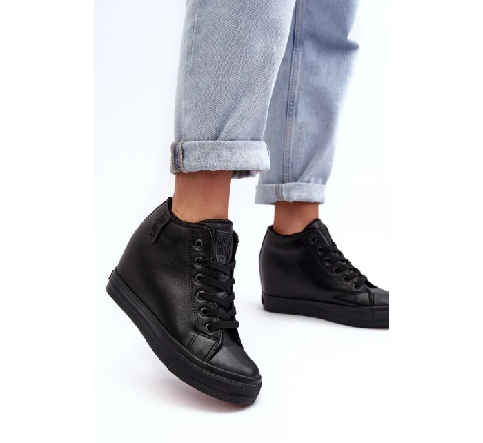 Dámské kožené tenisky na klínku Big Star Black Dámské kožené tenisky na klínku Big Star Black