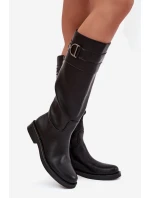 Dámské kozačky na nízkém podpatku se zdobným detailem Arvessa – černé Dámské kozačky na nízkém podpatku se zdobným detailem Arvessa – černé