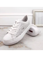 Skórzane buty W białe model 22018131 - Rieker