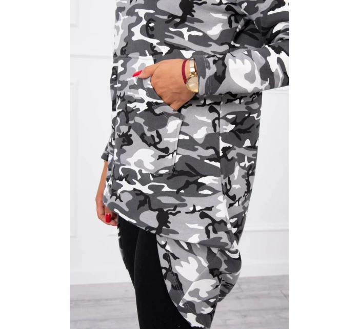 Mikina s dlouhými zády moro grey+black