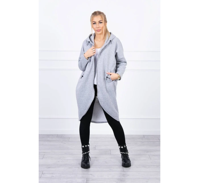 Zateplená dlouhá mikina šedá