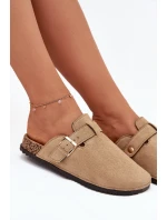 Dámské Pantofle Na Korkové Platformě Se Zlatou Přezkou Big Star SS274738 Béžové Dámské Pantofle Na Korkové Platformě Se Zlatou Přezkou Big Star SS274738 Béžové