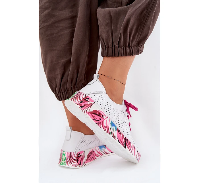 Kožené dámské polobotky s platformou Fuchsiová model 22091777 - EVENTO