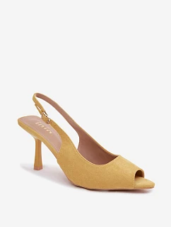 Dámské sandály na podpatku Eko semiš žluté model 22092015 - Boto