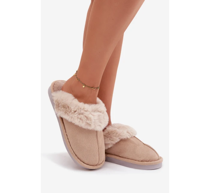Dámské pantofle s kožíškem – béžové Carisse Dámské pantofle s kožíškem – béžové Carisse