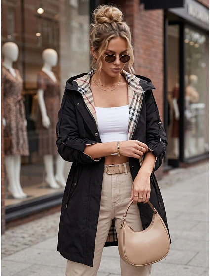 Kurtka damska przejściowa parka z kapturem czarna model 22347514 - FashionStreet
