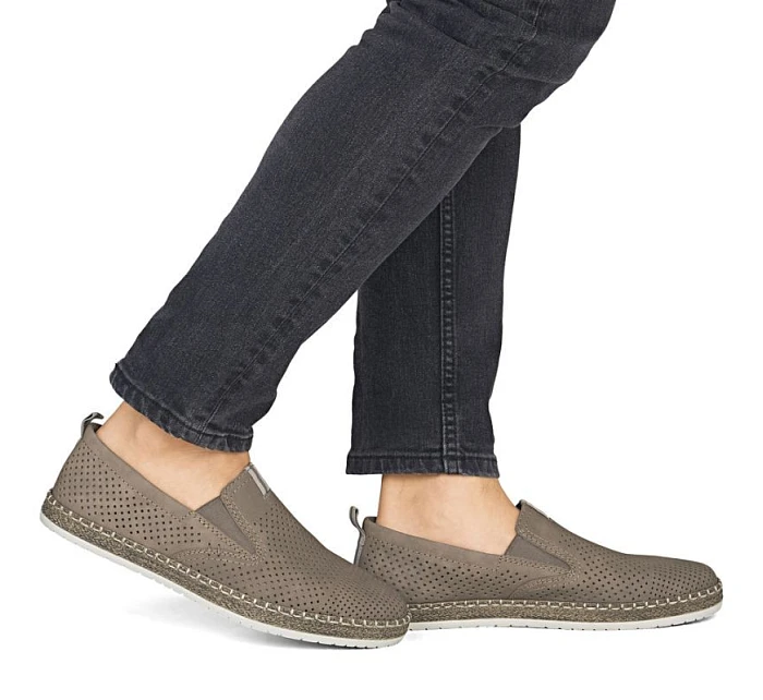 Pánské kožené mokasíny hnědé ažurové pohodlné Rieker B5286-25 Pánské kožené mokasíny hnědé ažurové pohodlné Rieker B5286-25