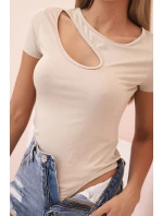 Dámské bavlněné body s V výstřihem a nařasením fango