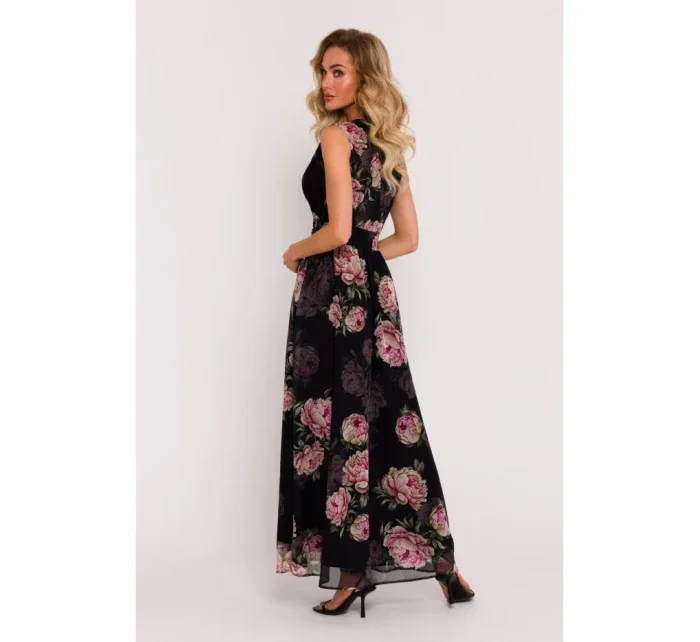 M781 Šifonové maxi šaty s rozparkem na nohou - model 1