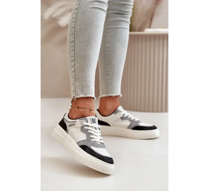 Dámské Nízké Tenisky Z Eko Kůže Big Star Bílo-Šedé Dámské Nízké Tenisky Z Eko Kůže Big Star Bílo-Šedé