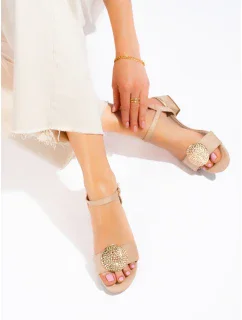 Výborné dámské sandály hnědé na širokém podpatku