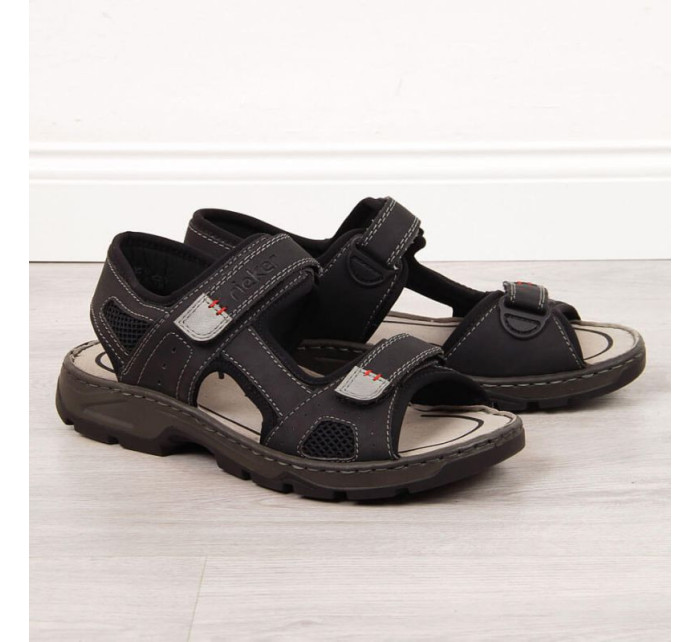 Rieker M R447 Pohodlné sandály na suchý zip černé