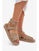 Dámské sandály na suchý zip Khaki model 21698851 - Boto Dámské sandály na suchý zip Khaki model 21698851 - Boto