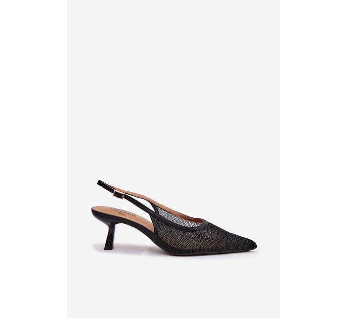 Síťové Sandály na Tenko Podpatku Černé Calora Síťové Sandály na Tenko Podpatku Černé Calora