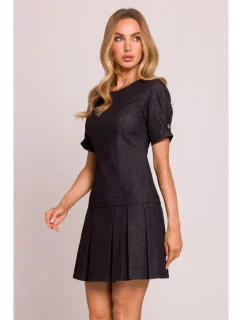 M842 Džínové šaty se záhyby - grafitové