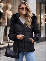 Dámská zimní prošívaná bunda s kapucí, černá, FashionStreet TY6002 Dámská zimní prošívaná bunda s kapucí, černá, FashionStreet TY6002