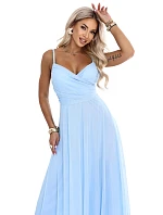 maxi šaty na ramínka s výstřihem do V – světle modré model 22266653 - numoco basic maxi šaty na ramínka s výstřihem do V – světle modré model 22266653 - numoco basic