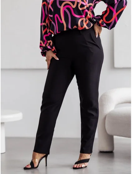 Černé elegantní dámské kalhoty plus size (728) Černé elegantní dámské kalhoty plus size (728)