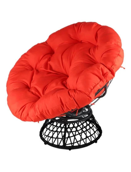 ZAHRADNÍ KŘESLO OTOČNÉ O 360 STUPŇŮ S ČERVENÝM POLŠTÁŘEM