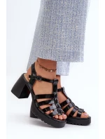 Dámské lakované sandály na vysokém podpatku, Black Aninifer Dámské lakované sandály na vysokém podpatku, Black Aninifer