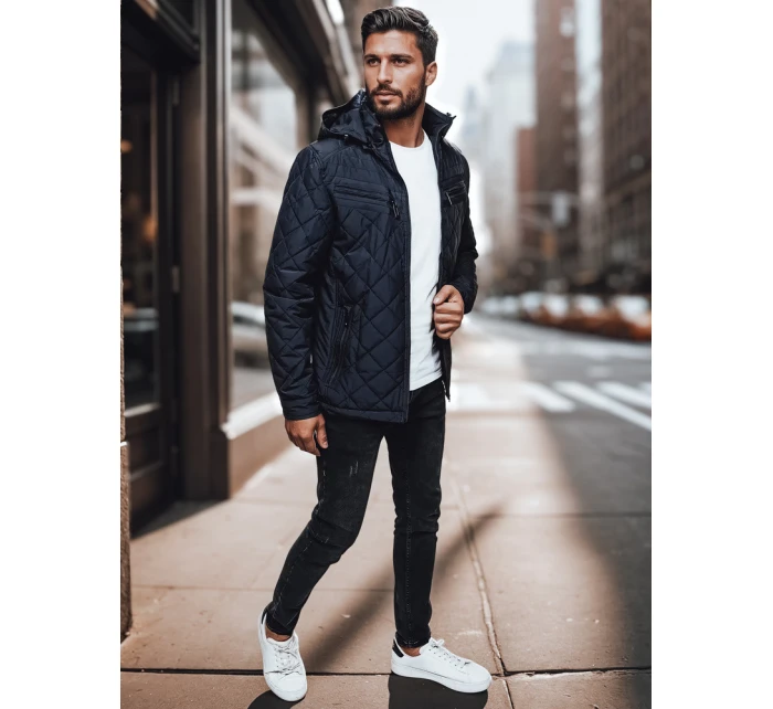 Pánská přechodná bunda s kapucí FashionStreet tmavě modrá TX4990