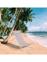 SKLÁDACÍ PLÁŽOVÉ LEHÁTKO S OPĚRKOU HLAVY MODRÉ A ORANŽOVÉ