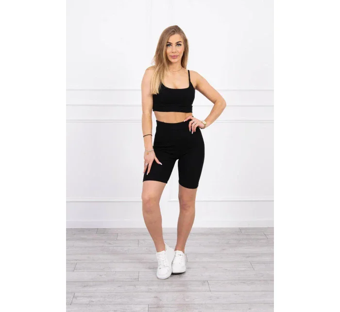 Souprava s kalhotami s vysokým pasem černé barvy