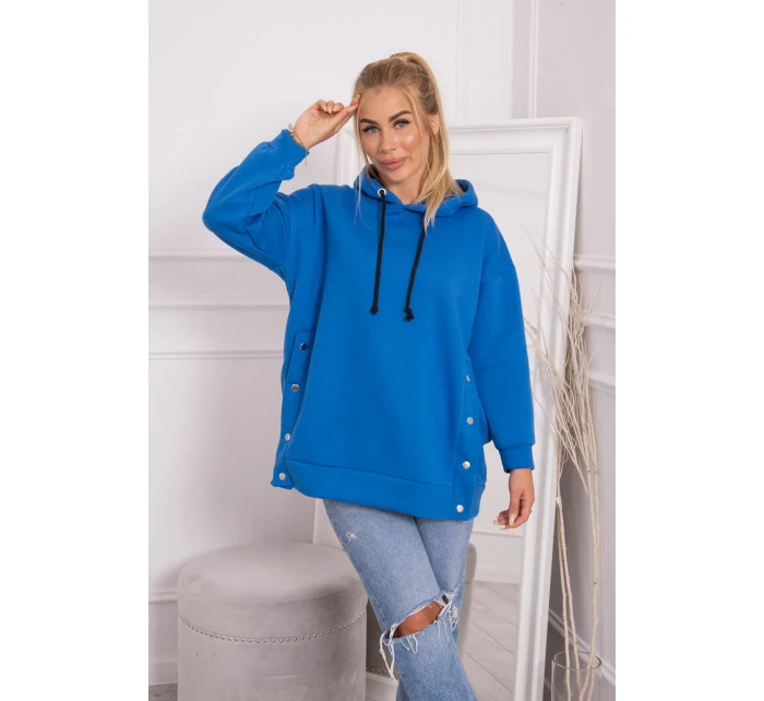 Zateplená mikina s chrpově modrými patentkami