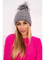 Fleecová kostkovaná čepice K226 tmavě šedá