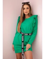 Dámské šaty s volány a páskem zelená Dámské šaty s volány a páskem zelená