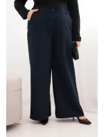 Dámské kalhoty Plus Size se širokou nohavicí a páskem čokoládové Dámské kalhoty Plus Size se širokou nohavicí a páskem čokoládové