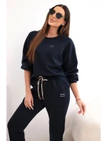 Dámský komplet z viskózy s mikinou a kalhotami máslový modrý