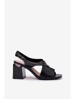 Elegantní Dámské Sandály Na Podpatku Vinceza 62238 Černé