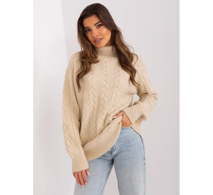 Sweter AT SW beżowy model 19011984 - FPrice Sweter AT SW beżowy model 19011984 - FPrice