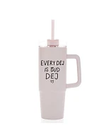EVERY DEJ IS GUD DEJ - růžový cestovní hrnek s průhledným víčkem 900 ml
