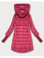 Růžová dámská bunda pro přechodné období s stahovacími lemy model 21389932 - FLY MODA