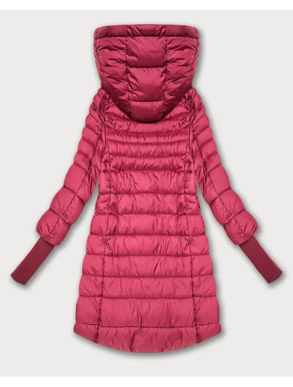 Růžová dámská bunda pro přechodné období s stahovacími lemy model 21389932 - FLY MODA