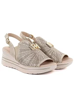 Dámské kožené sandály na platformě gold M.Daszynski model 22072440