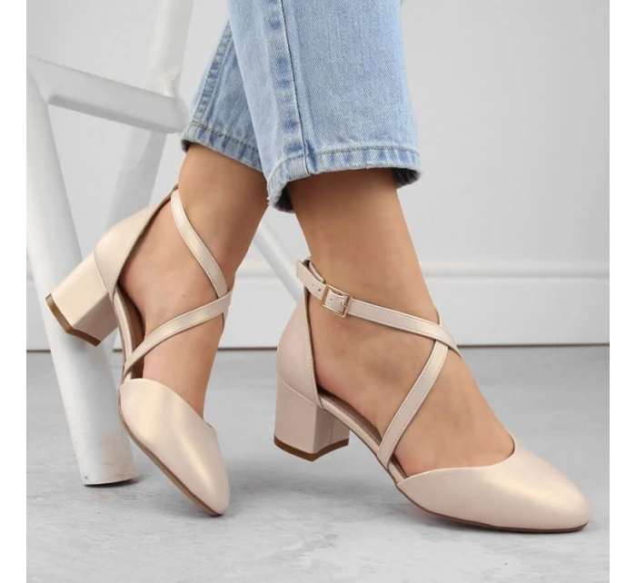 Sergio Leone W SK365B perleťové béžové sandály s pásky