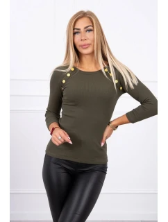 Halenka s ozdobnými knoflíky khaki barvy