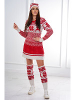 Vánoční set model 19002134 svetr + čepice + podkolenky červené - K-Fashion
