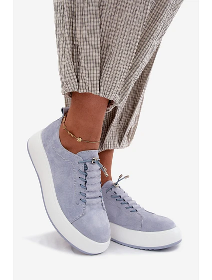 Polobotky Sneakersy na platformě z přírodního semiše modré model 22196199 - Boto
