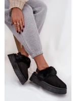 Dámské pantofle na platformě s kožíškem – černé Linaris Dámské pantofle na platformě s kožíškem – černé Linaris