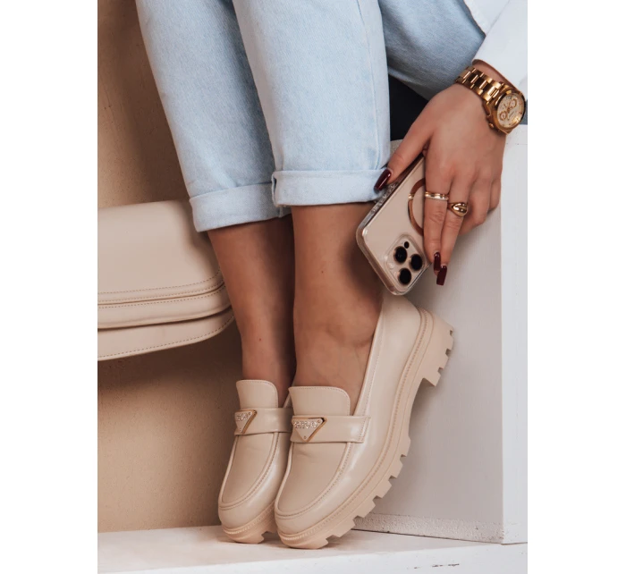 Dámské mokasíny s podrážkou beige Dstreet model 21984168 - FashionStreet