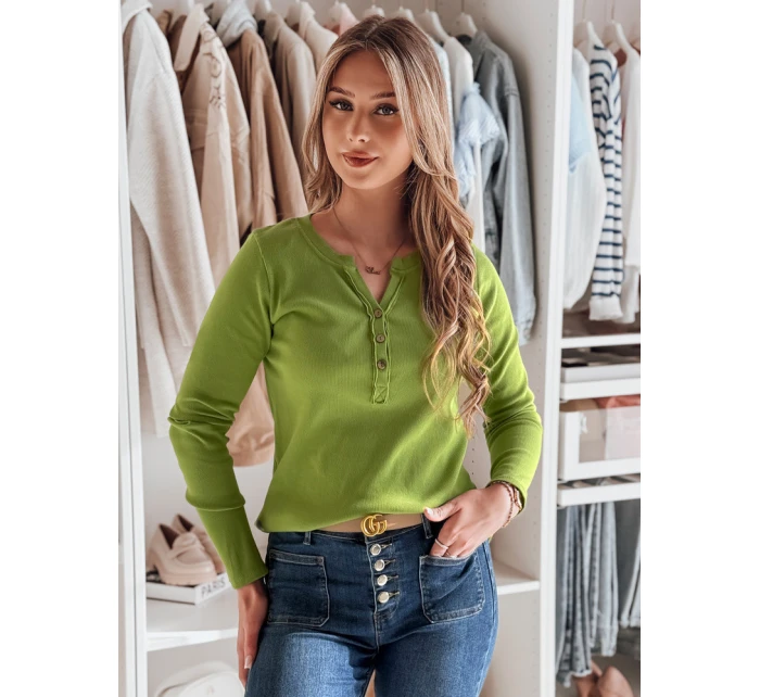 Dámské tričko s dlouhým rukávem FELORIA limetkově zelené FashionStreet RY2775