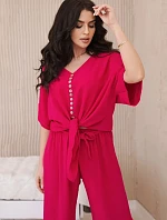 Souprava halenky a kalhot fuchsiové barvy